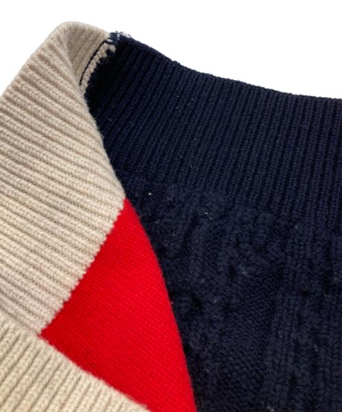 DIESEL（ディーゼル）DIESEL (ディーゼル) patchwork wool blend pullover グリーン サイズ:Lの古着・服飾アイテム