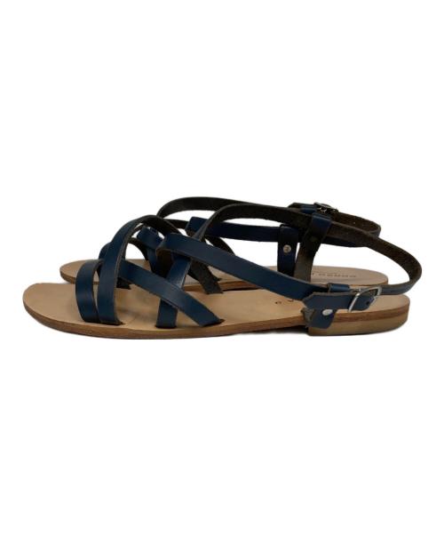 CORSO ROMA 9（コルソローマノーヴェ）CORSO ROMA 9 (コルソローマノーヴェ) ストラップサンダル ネイビー×ベージュ サイズ:37の古着・服飾アイテム