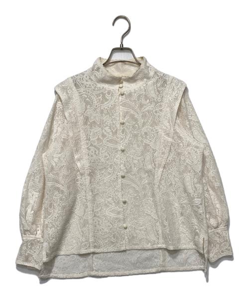 foufou（フーフー ザドレス）foufou (フーフー) front tuck lace blouse ホワイト サイズ:表記無しの古着・服飾アイテム