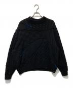 ZARA×ADER errorザラ×アーダーエラー）の古着「パッチワークニットセーター」｜ブラック