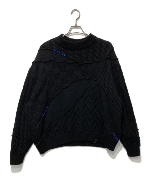 ZARA（ザラ）ZARA (ザラ) ADER error (アーダーエラー) パッチワークニットセーター ブラック サイズ:SMの古着・服飾アイテム