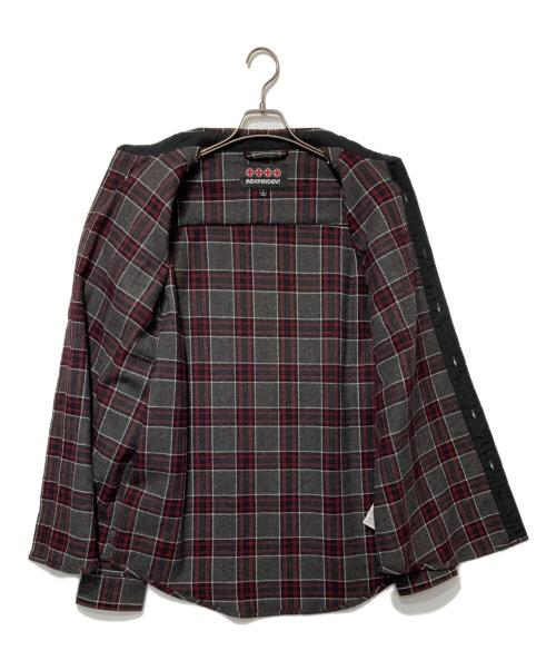 INDEPENDENT（インディペンデント）INDEPENDENT (インディペンデント) ウールブレンドチェックシャツ グレー×レッド サイズ:Lの古着・服飾アイテム