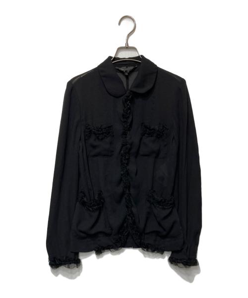 BLACK COMME des GARCONS（ブラックコムデギャルソン）BLACK COMME des GARCONS (ブラックコムデギャルソン) シアーフリルテーラードジャケット ブラック サイズ:XSの古着・服飾アイテム