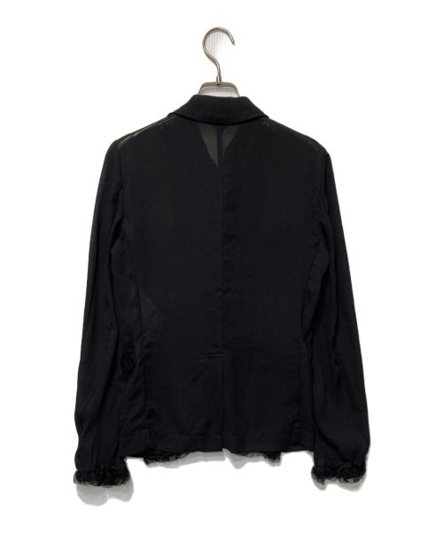 BLACK COMME des GARCONS（ブラックコムデギャルソン）BLACK COMME des GARCONS (ブラックコムデギャルソン) シアーフリルテーラードジャケット ブラック サイズ:XSの古着・服飾アイテム