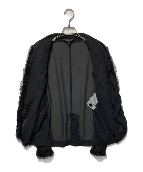 BLACK COMME des GARCONS（ブラックコムデギャルソン）BLACK COMME des GARCONS (ブラックコムデギャルソン) シアーフリルテーラードジャケット ブラック サイズ:XSの古着・服飾アイテム