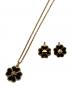 Kate Spade（ケイトスペード）の古着「クローバーモチーフネックレス・イヤリングセット」｜ブラック×ゴールド