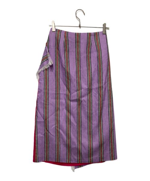 O'NEIL OF DUBLIN（オニールオブダブリン）O'NEIL OF DUBLIN (オニールオブダブリン) リネンラップスカート パープル サイズ:10の古着・服飾アイテム