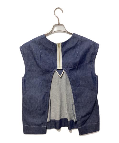 shirocon yori（シロコン ヨリ）shirocon yori (シロコン ヨリ) バックオープンコットンジレ ブルー サイズ:36の古着・服飾アイテム