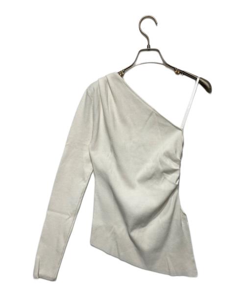 anuans（アニュアンス）anuans (アニュアンス) ワンショルアシメヘムニットプルオーバー アイボリー サイズ:Fの古着・服飾アイテム