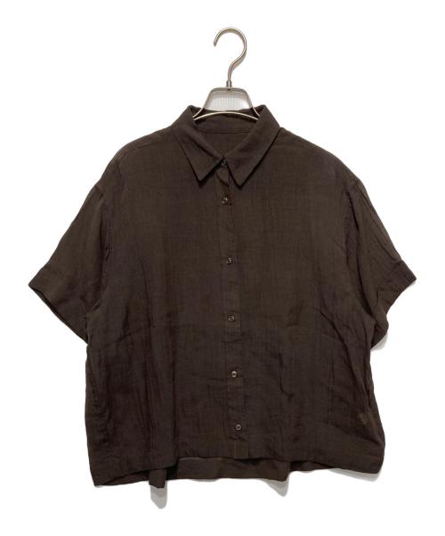 Acuta（アクータ）Acuta (アクータ) シアーリネンハーフスリーブシャツ ブラウン サイズ:Fの古着・服飾アイテム