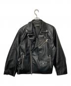 CLELクレイル）の古着「エコレザーライダースジャケット」｜ブラック