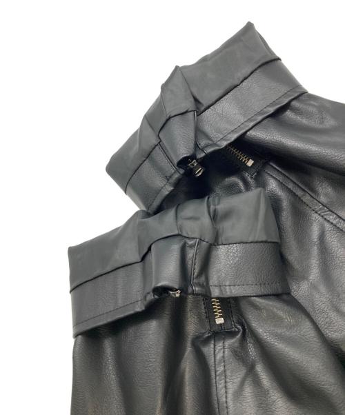 CLEL（クレイル）CLEL (クレイル) エコレザーライダースジャケット ブラック サイズ:Ｍの古着・服飾アイテム