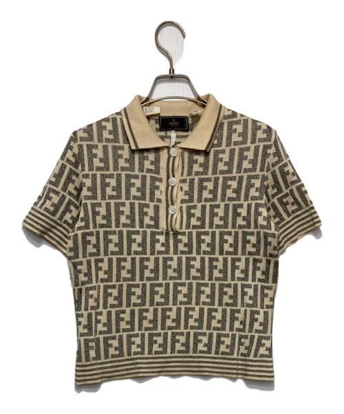 FENDI（フェンディ）FENDI (フェンディ) ズッカ柄ポロシャツ ベージュ×グレー サイズ:40の古着・服飾アイテム