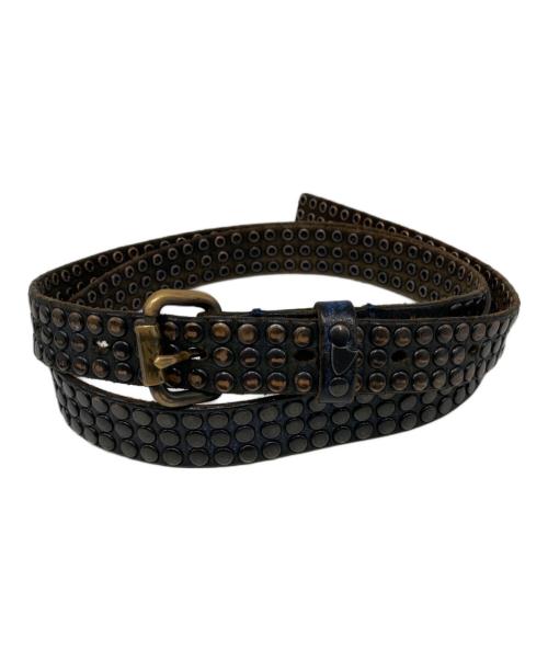 htc（エイチティーシー）htc (エイチティーシー) 3ラインスタッズレザーベルト ネイビー サイズ:85/34の古着・服飾アイテム