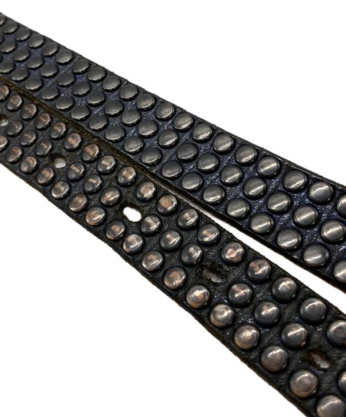 htc（エイチティーシー）htc (エイチティーシー) 3ラインスタッズレザーベルト ネイビー サイズ:85/34の古着・服飾アイテム