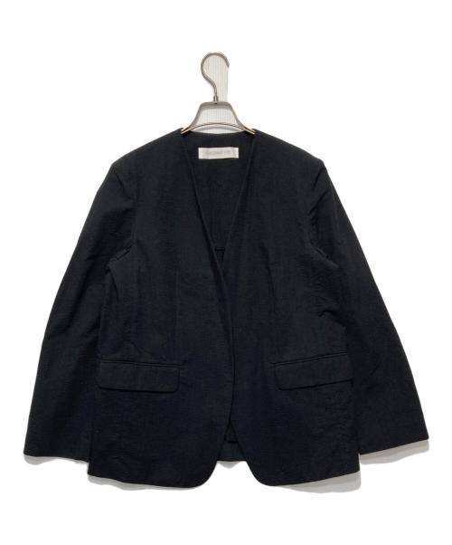 GALERIE VIE（ギャルリーヴィー）GALERIE VIE (ギャルリーヴィー) コットンサッカーノーカラージャケット ブラック サイズ:Fの古着・服飾アイテム