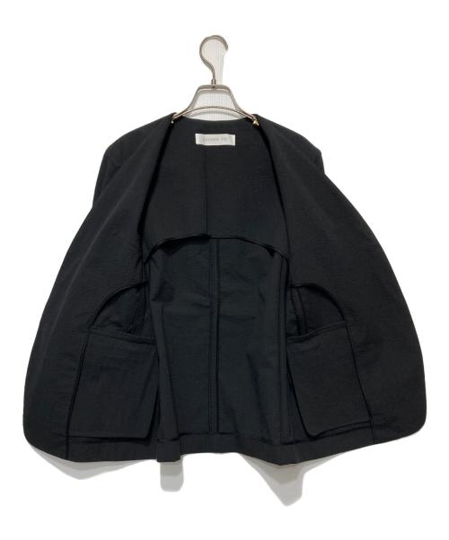 GALERIE VIE（ギャルリーヴィー）GALERIE VIE (ギャルリーヴィー) コットンサッカーノーカラージャケット ブラック サイズ:Fの古着・服飾アイテム