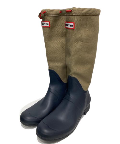 HUNTER（ハンター）HUNTER (ハンター) ロングレインブーツ カーキ×ネイビー サイズ:UK 9の古着・服飾アイテム