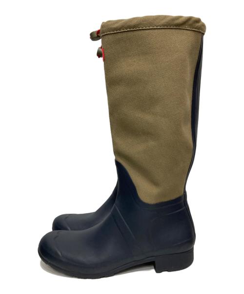 HUNTER（ハンター）HUNTER (ハンター) ロングレインブーツ カーキ×ネイビー サイズ:UK 9の古着・服飾アイテム