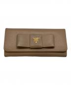 PRADAプラダ）の古着「サフィアーノリボンウォレット」｜ベージュ