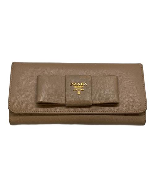 PRADA（プラダ）PRADA (プラダ) サフィアーノリボンウォレット ベージュの古着・服飾アイテム