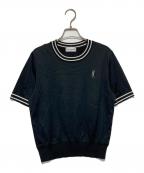Yves Saint Laurentイヴサンローラン）の古着「ロゴ刺繍Tシャツ」｜ブラック