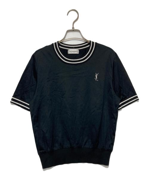 Yves Saint Laurent（イヴサンローラン）Yves Saint Laurent (イヴサンローラン) ロゴ刺繍Tシャツ ブラック サイズ:Ｍの古着・服飾アイテム