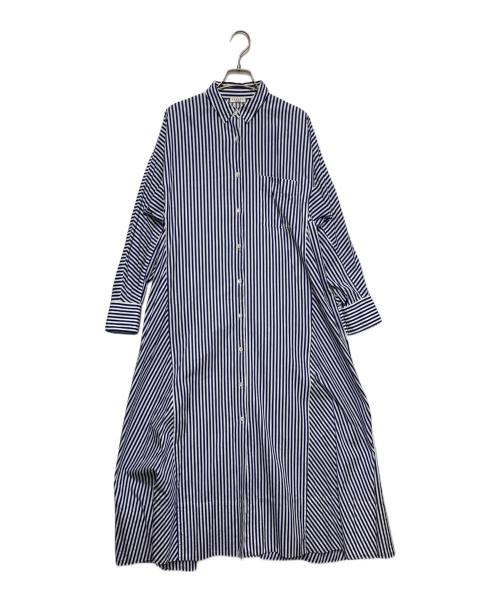 VERMEIL par iena（ヴェルメイユ パー イエナ）VERMEIL par iena (ヴェルメイユ パー イエナ) ドルマンスリーブシャツワンピース ブルー×ホワイト サイズ:表記無しの古着・服飾アイテム