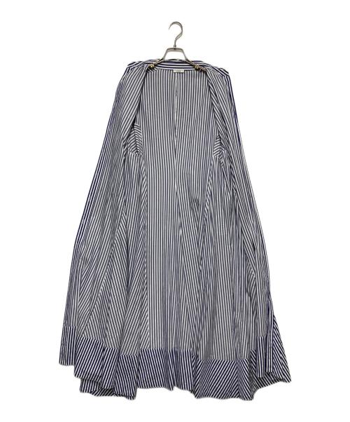 VERMEIL par iena（ヴェルメイユ パー イエナ）VERMEIL par iena (ヴェルメイユ パー イエナ) ドルマンスリーブシャツワンピース ブルー×ホワイト サイズ:表記無しの古着・服飾アイテム