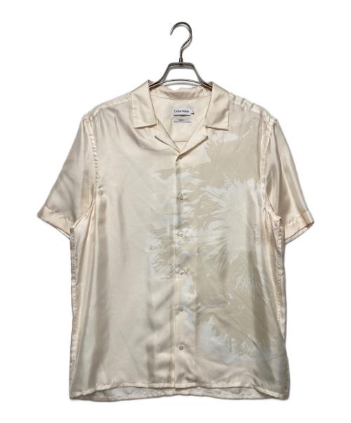 Calvin Klein（カルバンクライン）Calvin Klein (カルバンクライン) シルクオープンカラーシャツ ベージュ サイズ:Mの古着・服飾アイテム