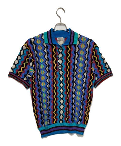 ficce YOSHIYUKI KONISHI（フィッチェ ヨシユキ コニシ）ficce YOSHIYUKI KONISHI (フィッチェ ヨシユキ コニシ) 半袖ハンドニット ブルー サイズ:ーの古着・服飾アイテム