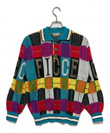 ficce YOSHIYUKI KONISHI（フィッチェ ヨシユキ コニシ）の古着「襟付き総柄ニット」｜ブルー