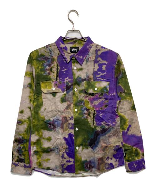 stussy（ステューシー）stussy (ステューシー) TIE DYE WORK LS SHIRT パープル サイズ:Ｍ 未使用品の古着・服飾アイテム