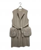 UNITED ARROWSユナイテッドアローズ）の古着「リバーノーカラーフェイクファーポケットベスト」｜ベージュ