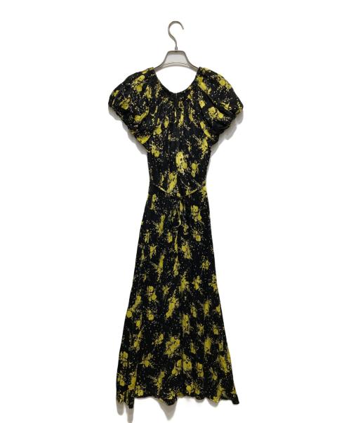 FRAY ID（フレイ アイディー）FRAY ID (フレイ アイディー) パフデザインフレアワンピース ブラック×イエロー 未使用品の古着・服飾アイテム