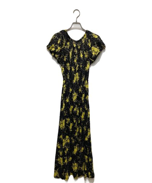 FRAY ID（フレイ アイディー）FRAY ID (フレイ アイディー) パフデザインフレアワンピース ブラック×イエロー 未使用品の古着・服飾アイテム