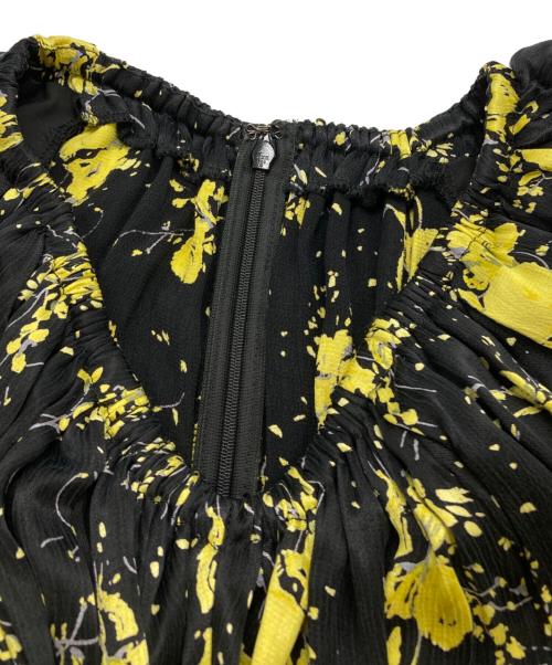 FRAY ID（フレイ アイディー）FRAY ID (フレイ アイディー) パフデザインフレアワンピース ブラック×イエロー 未使用品の古着・服飾アイテム
