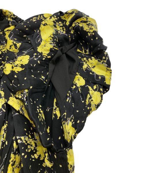 FRAY ID（フレイ アイディー）FRAY ID (フレイ アイディー) パフデザインフレアワンピース ブラック×イエロー 未使用品の古着・服飾アイテム