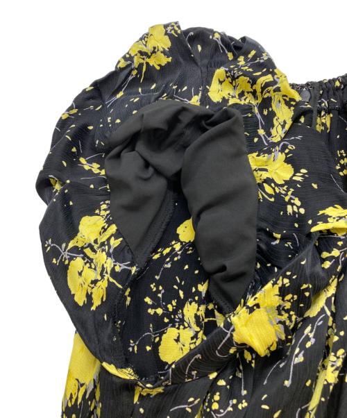 FRAY ID（フレイ アイディー）FRAY ID (フレイ アイディー) パフデザインフレアワンピース ブラック×イエロー 未使用品の古着・服飾アイテム