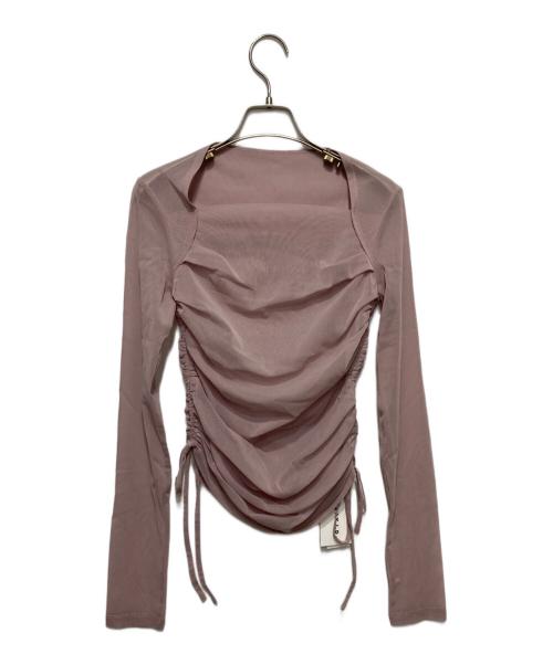 FRAY ID（フレイ アイディー）FRAY ID (フレイ アイディー) スクエアネックドレープチュールトップス ピンク サイズ:Fの古着・服飾アイテム