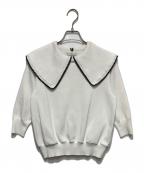 YORIヨリ）の古着「刺繍カラー ニットセーター」｜ホワイト