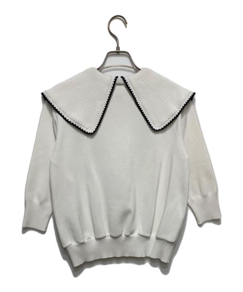 YORI（ヨリ）YORI (ヨリ) 刺繍カラー ニットセーター ホワイト サイズ:Fの古着・服飾アイテム