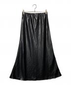 CITYSHOPシティショップ）の古着「SATIN WAX スカート」｜ブラック