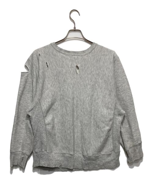 Champion（チャンピオン）Champion (チャンピオン) ダメージ加工リバースウィーブスウェット ライトグレー サイズ:LARGEの古着・服飾アイテム