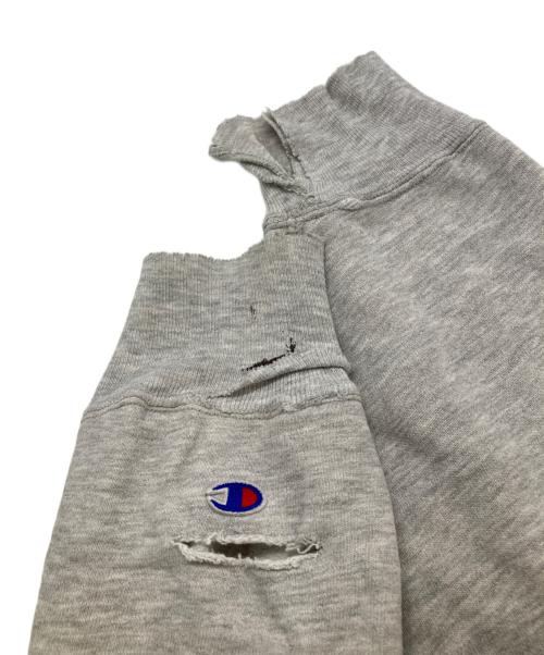 Champion（チャンピオン）Champion (チャンピオン) ダメージ加工リバースウィーブスウェット ライトグレー サイズ:LARGEの古着・服飾アイテム
