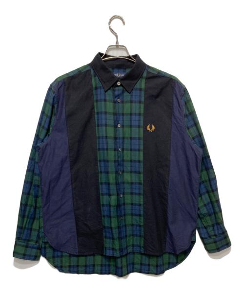 FRED PERRY（フレッドペリー）FRED PERRY (フレッドペリー) チェックパネルシャツ ブラック×グリーン サイズ:Lの古着・服飾アイテム