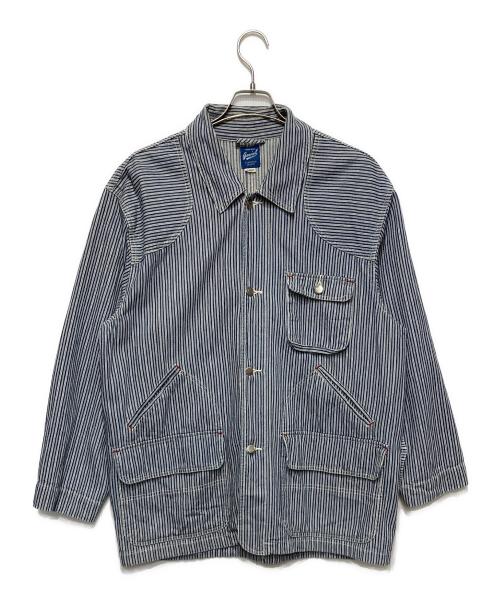 GAVIAL（ガヴィル）GAVIAL (ガヴィル) カバーオール ブルー×ホワイト サイズ:Lの古着・服飾アイテム