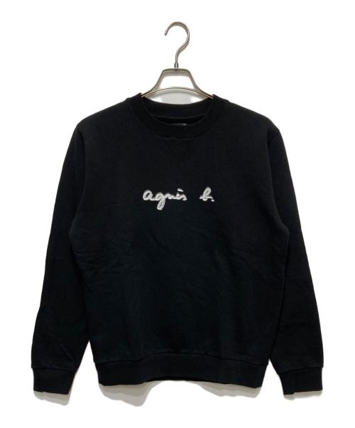 agnes b homme（アニエスベーオム）agnes b homme (アニエスベーオム) クルーネックロゴスウェット ブラック サイズ:2の古着・服飾アイテム