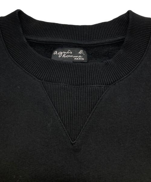 agnes b homme（アニエスベーオム）agnes b homme (アニエスベーオム) クルーネックロゴスウェット ブラック サイズ:2の古着・服飾アイテム