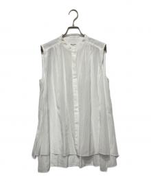 SALON adam et rope'（サロンアダムエロペ）の古着「ノースリーブギャザーフレアーブラウス」｜ホワイト